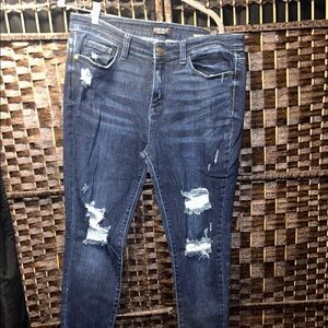 Judy Blue Skinny Distressed Blue Jeans 15/32 or fits women plus 16